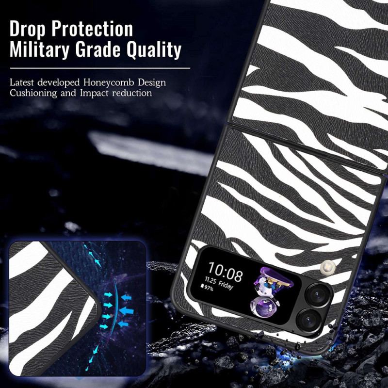 Capa Para Samsung Galaxy Z Flip 4 De Couro Zebra