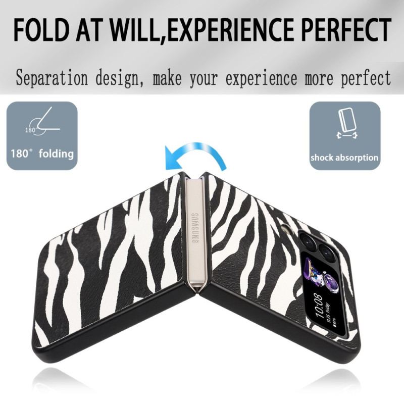 Capa Para Samsung Galaxy Z Flip 4 De Couro Zebra