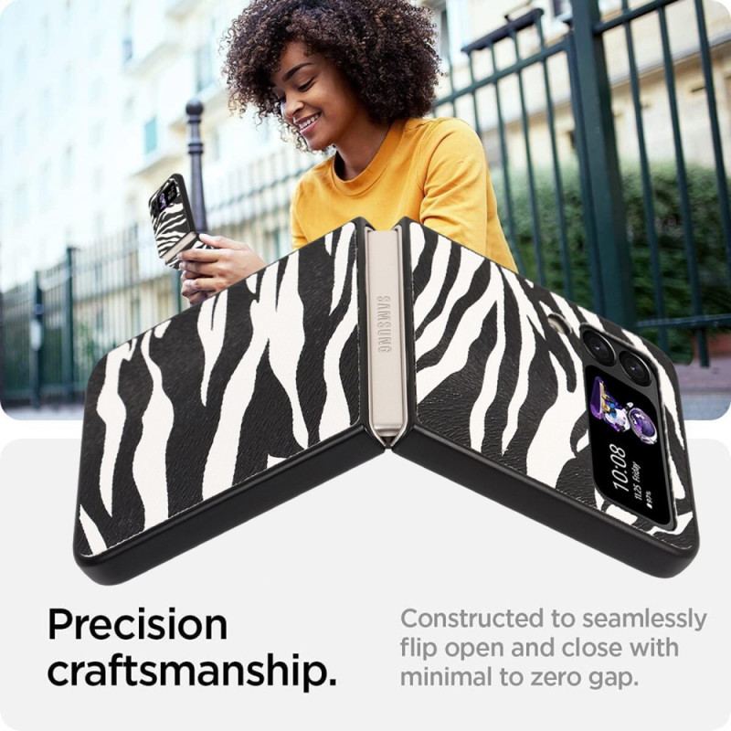 Capa Para Samsung Galaxy Z Flip 4 De Couro Zebra