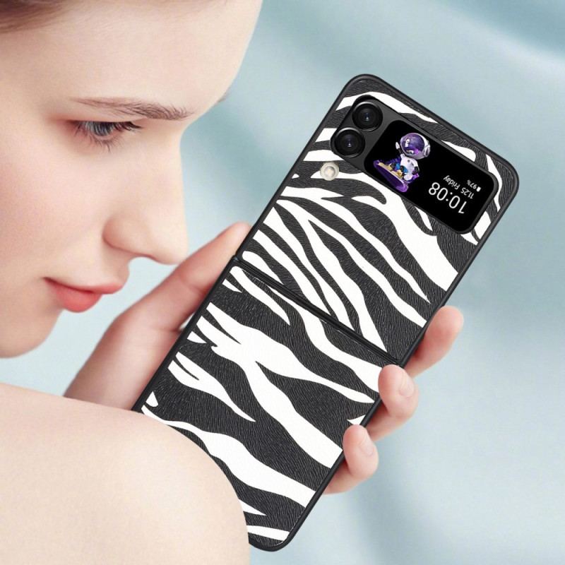 Capa Para Samsung Galaxy Z Flip 4 De Couro Zebra