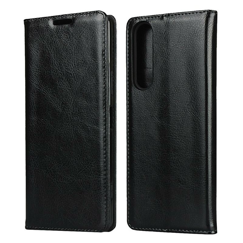 Capa De Celular Para Sony Xperia 1 II Flip Couro Genuíno Puro