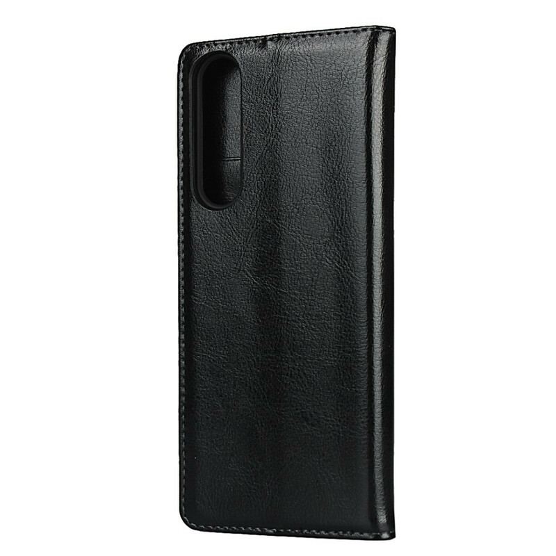 Capa De Celular Para Sony Xperia 1 II Flip Couro Genuíno Puro