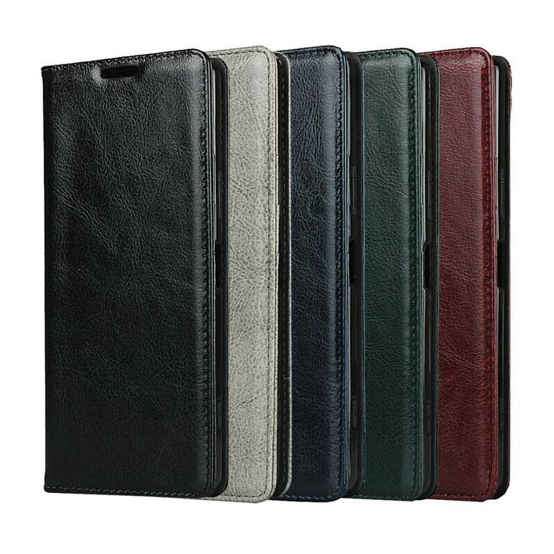 Capa De Celular Para Sony Xperia 1 II Flip Couro Genuíno Puro