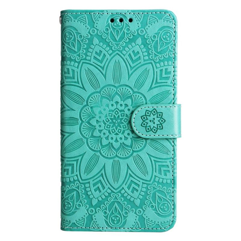 Capa De Couro Para Honor 90 Lite De Cordão Mandala Com Alça