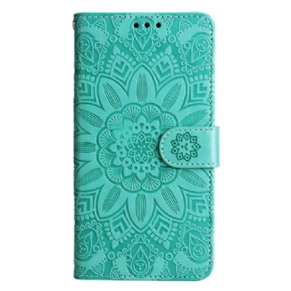 Capa De Couro Para Honor 90 Lite De Cordão Mandala Com Alça