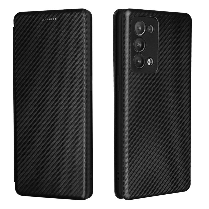 Capa De Celular Para Oppo Reno 6 Pro 5G Flip Fibra De Carbono E Correias