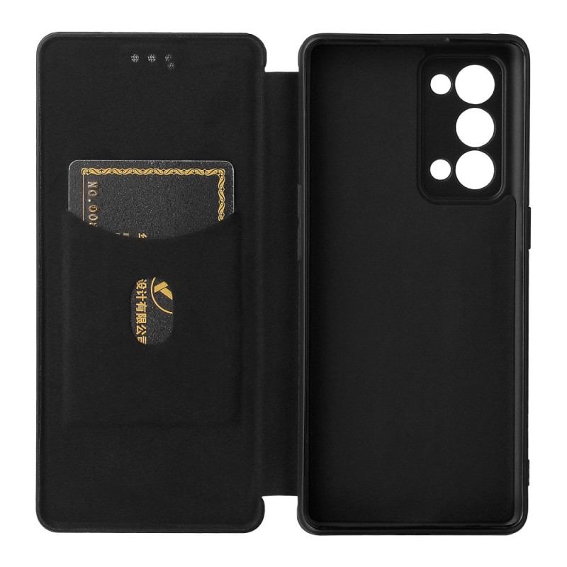 Capa De Celular Para Oppo Reno 6 Pro 5G Flip Fibra De Carbono E Correias