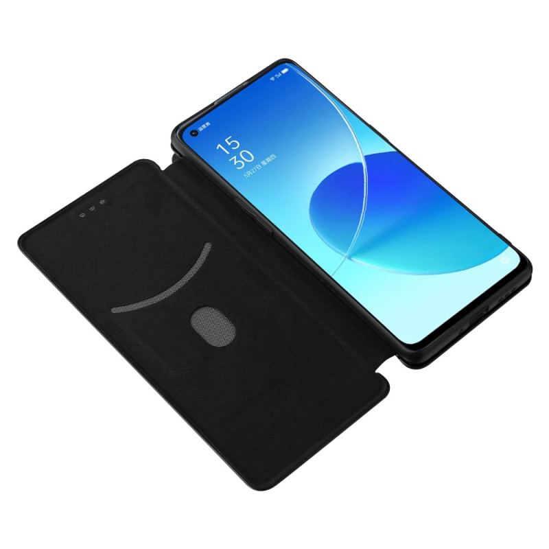 Capa De Celular Para Oppo Reno 6 Pro 5G Flip Fibra De Carbono E Correias