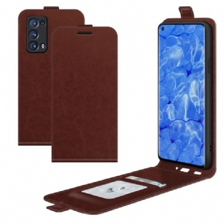 Capa De Couro Para Oppo Reno 6 Pro 5G Fechamento Vertical Textura Clássica Lichia