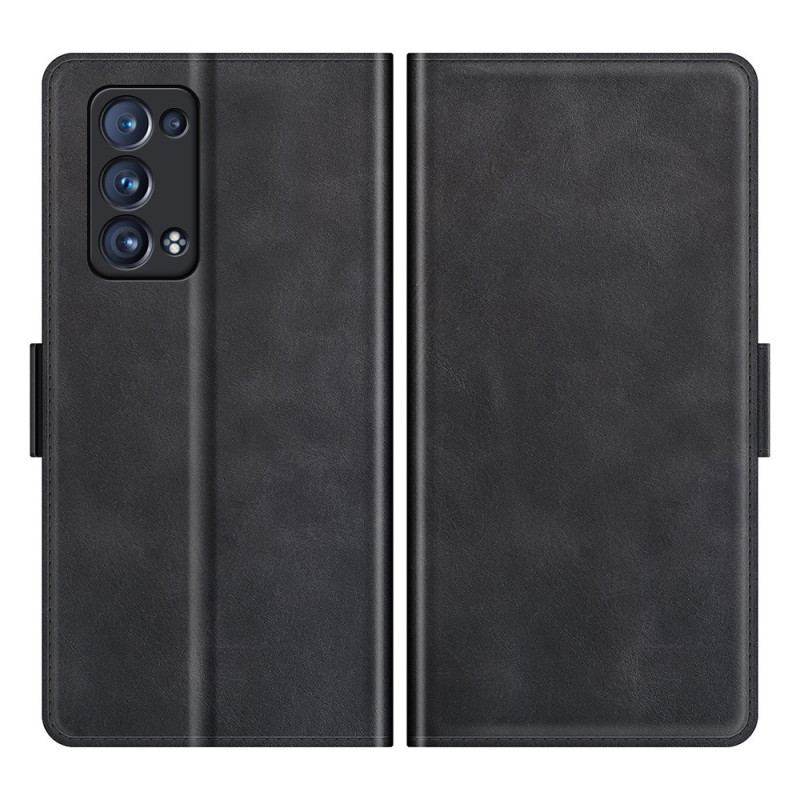 Capa De Couro Para Oppo Reno 6 Pro 5G Fecho Duplo Macio Skin-touch