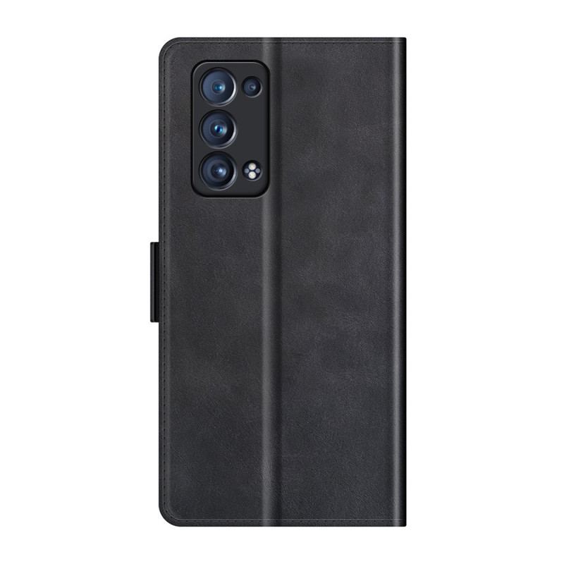 Capa De Couro Para Oppo Reno 6 Pro 5G Fecho Duplo Macio Skin-touch