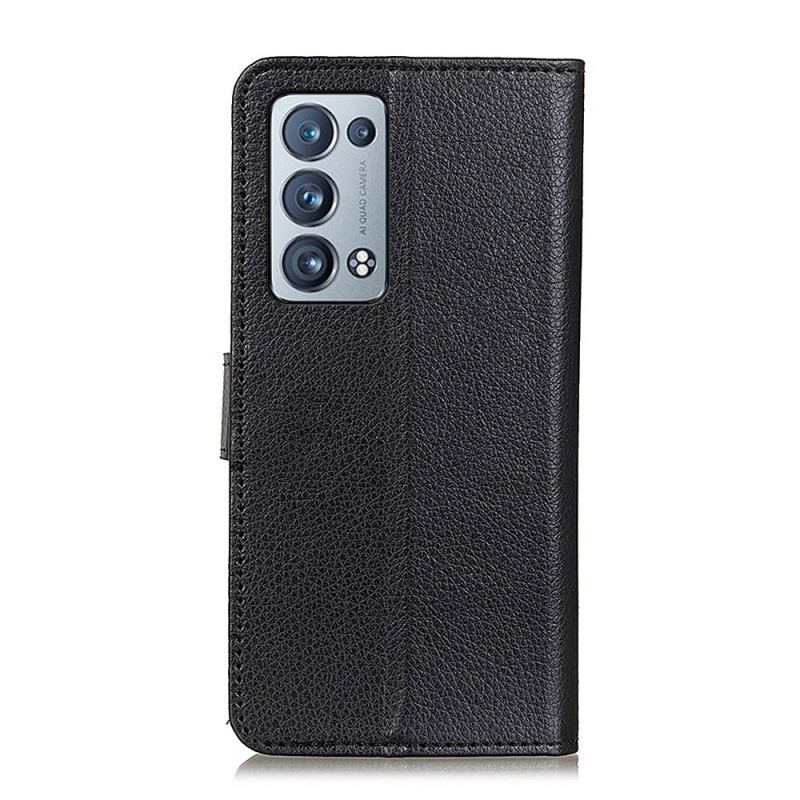 Capa Em Pele Para Oppo Reno 6 Pro 5G Couro Sintético De Lichia