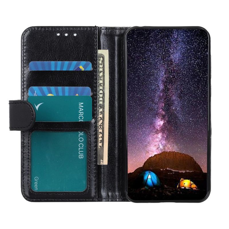 Capa Flip Para Oppo Reno 6 Pro 5G Clássico Couro Falso Envernizado