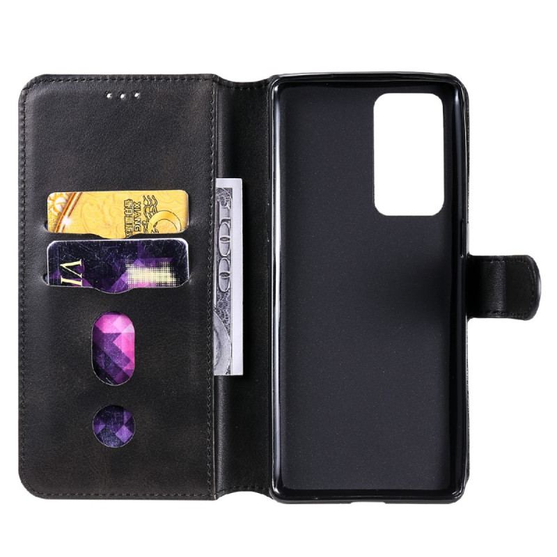 Capa Flip Para Oppo Reno 6 Pro 5G Couro Falso Clássico E Fecho