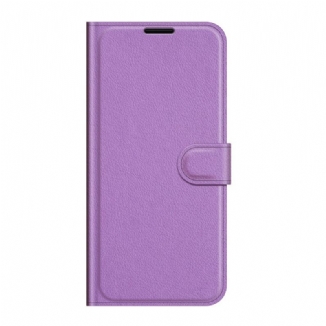 Capa Flip Para Oppo Reno 6 Pro 5G Textura Clássica De Lichia