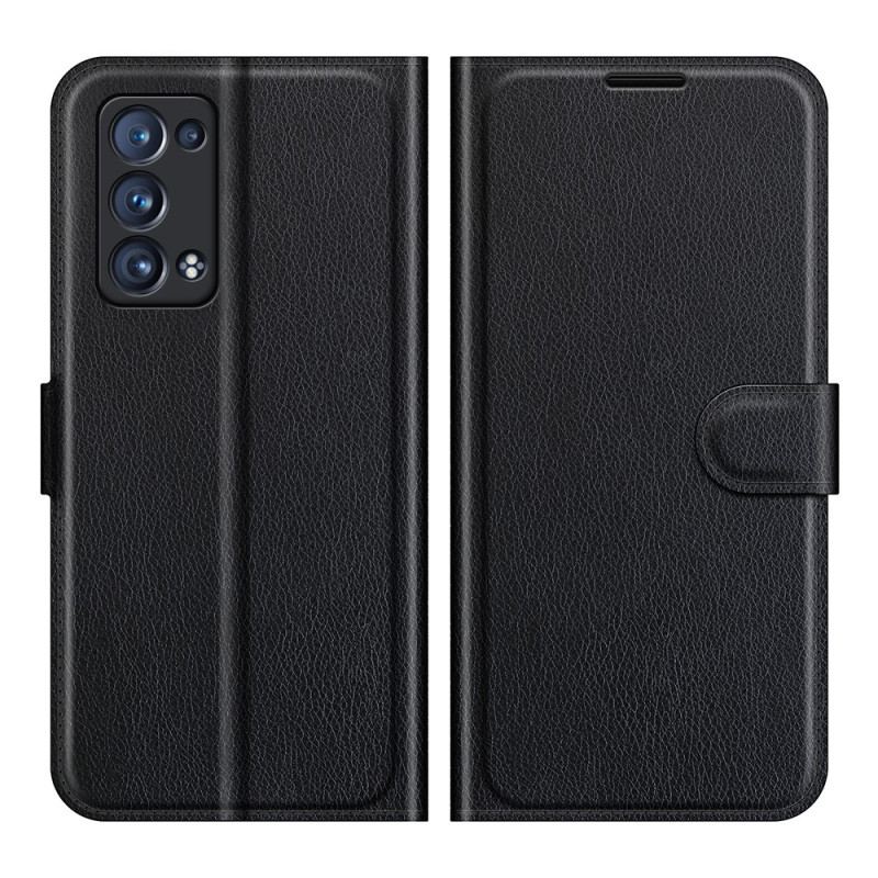 Capa Flip Para Oppo Reno 6 Pro 5G Textura Clássica De Lichia