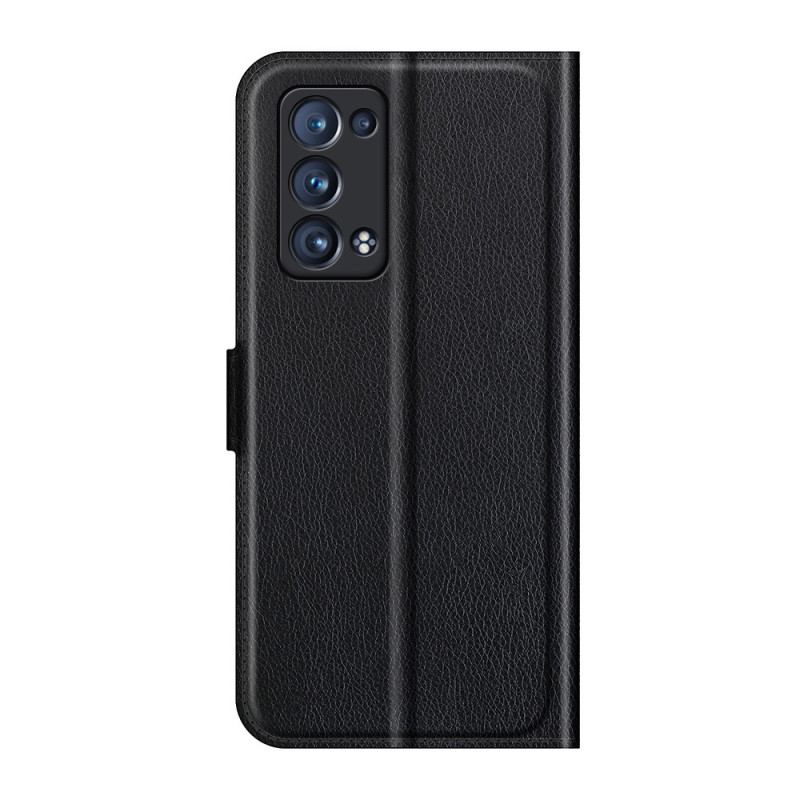 Capa Flip Para Oppo Reno 6 Pro 5G Textura Clássica De Lichia