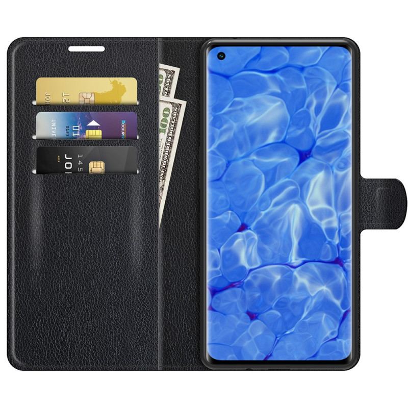 Capa Flip Para Oppo Reno 6 Pro 5G Textura Clássica De Lichia