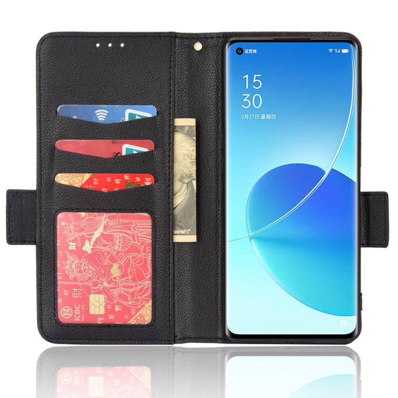 Capa Folio Para Oppo Reno 6 Pro 5G Lichia Textura Multifuncional