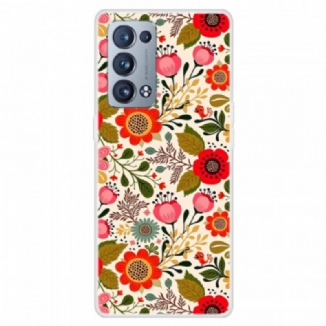 Capa Para Oppo Reno 6 Pro 5G Padrão Floral De Silicone Flexível