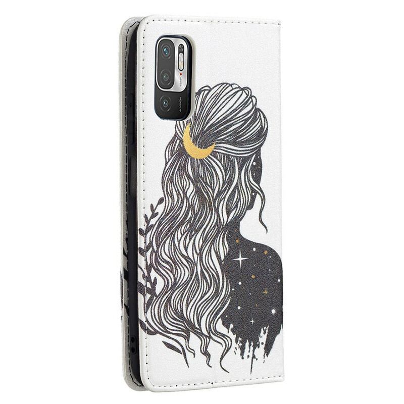 Capa De Celular Para Xiaomi Redmi Note 10 5G Flip Cabelo Bonito