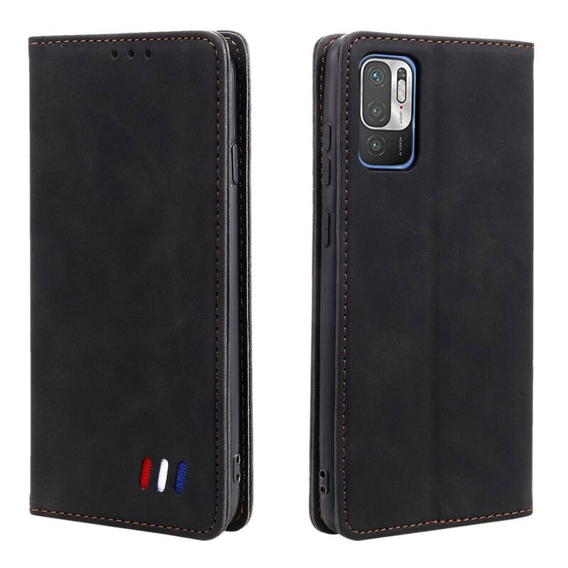 Capa De Celular Para Xiaomi Redmi Note 10 5G Flip Estilo De Couro Tricolor