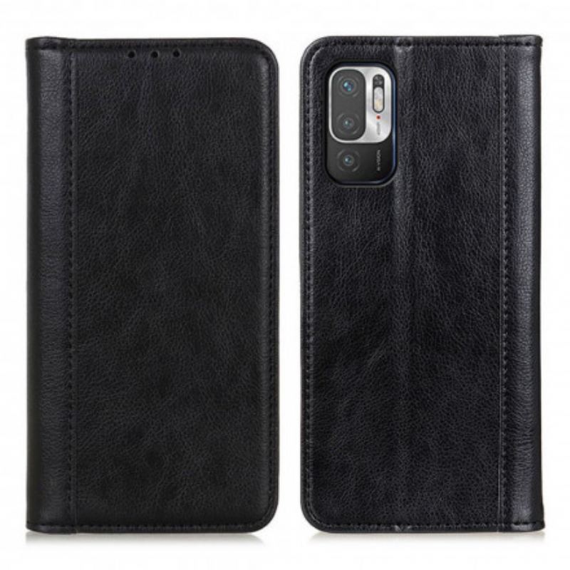 Capa De Celular Para Xiaomi Redmi Note 10 5G Flip Versão Couro Rachado Lichia