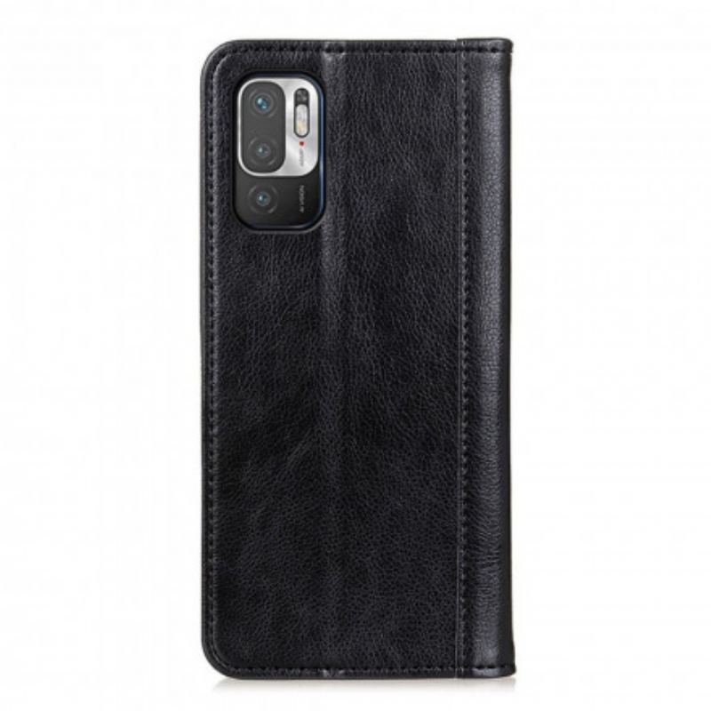 Capa De Celular Para Xiaomi Redmi Note 10 5G Flip Versão Couro Rachado Lichia