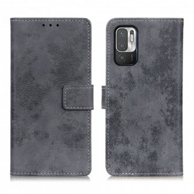 Capa De Couro Para Xiaomi Redmi Note 10 5G Efeito Couro Vintage