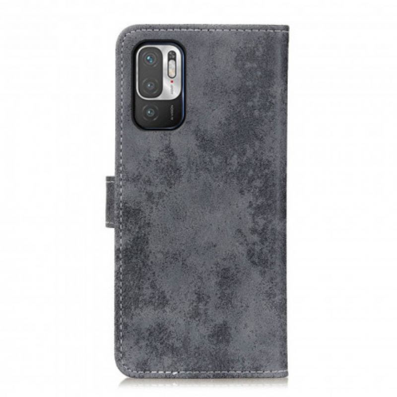 Capa De Couro Para Xiaomi Redmi Note 10 5G Efeito Couro Vintage