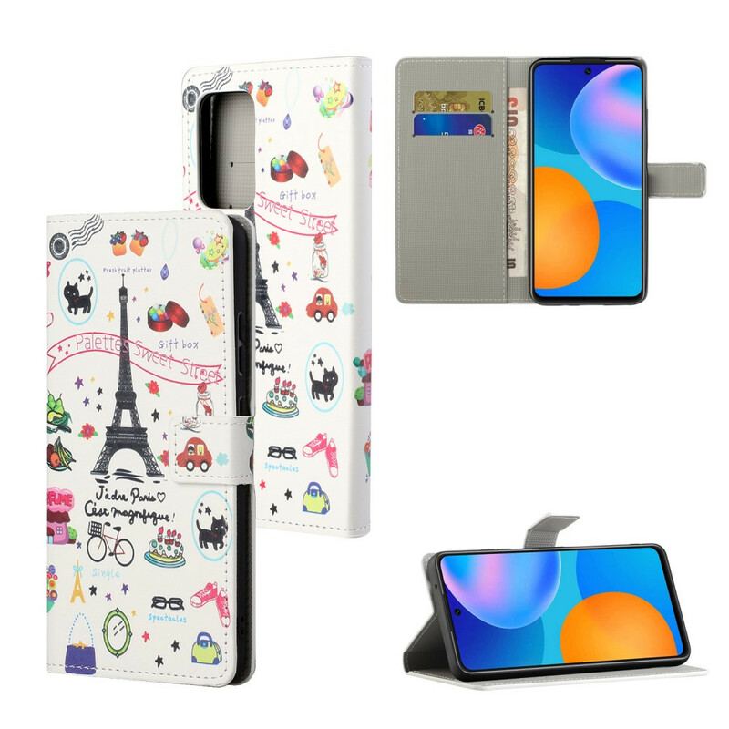 Capa De Couro Para Xiaomi Redmi Note 10 5G Eu Amo Paris