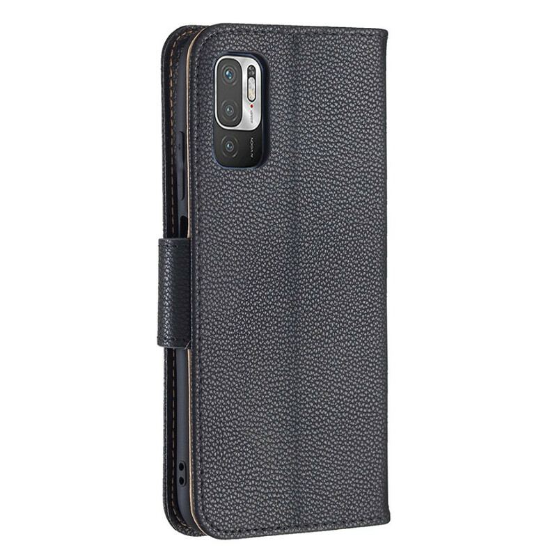 Capa De Couro Para Xiaomi Redmi Note 10 5G Flip Lichia Rabat Oblíqua