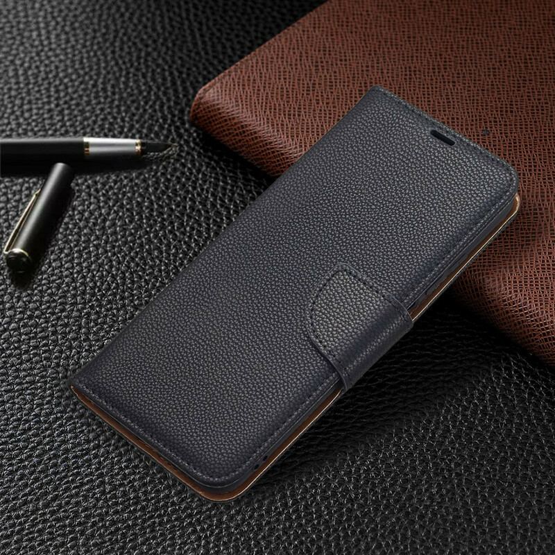 Capa De Couro Para Xiaomi Redmi Note 10 5G Flip Lichia Rabat Oblíqua