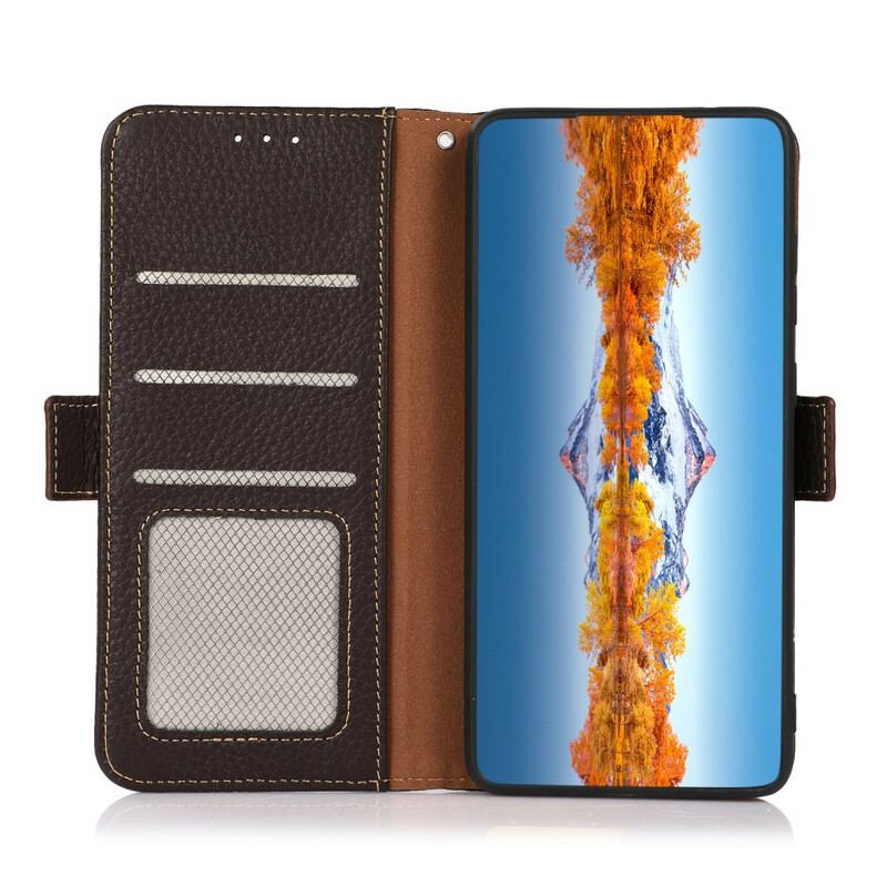 Capa De Couro Para Xiaomi Redmi Note 10 5G Couro De Lichia Rfid