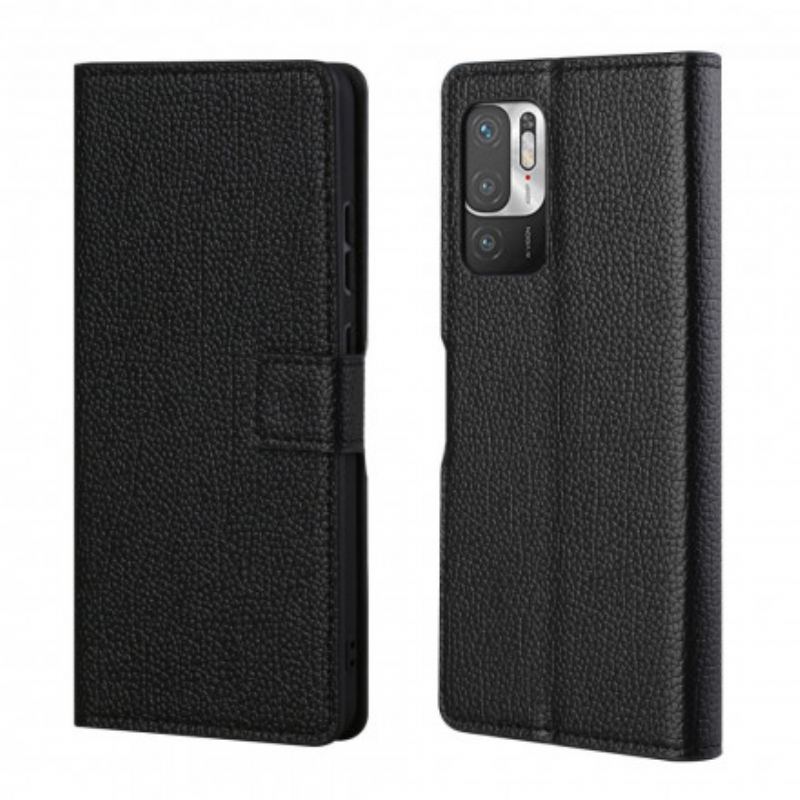 Capa De Couro Para Xiaomi Redmi Note 10 5G Lichia Simples