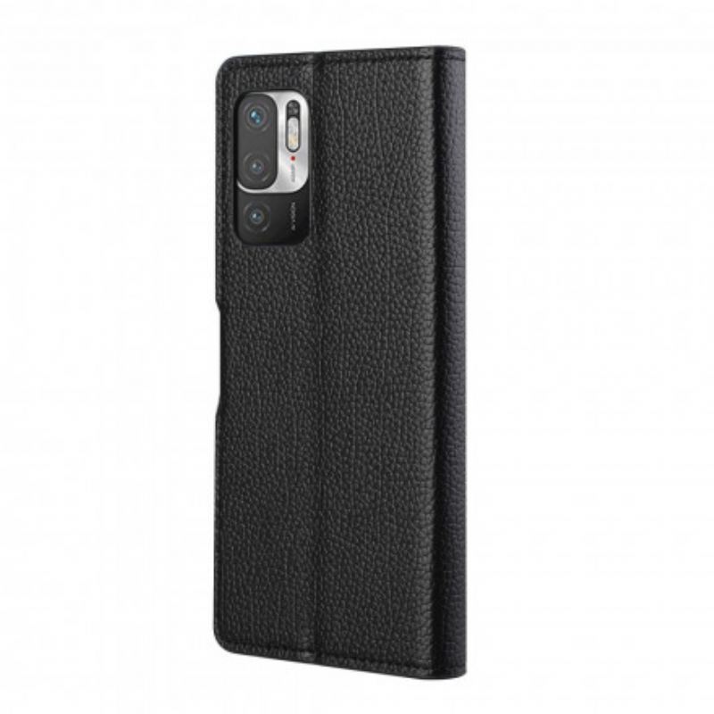 Capa De Couro Para Xiaomi Redmi Note 10 5G Lichia Simples