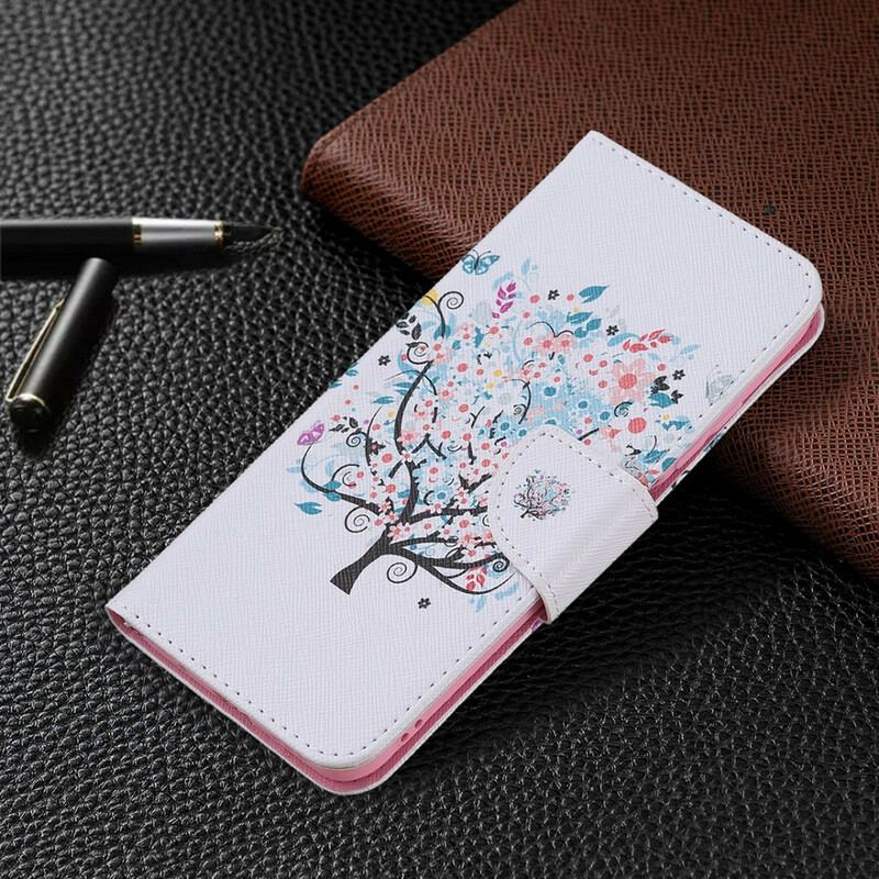 Capa Em Pele Para Xiaomi Redmi Note 10 5G Árvore Florida