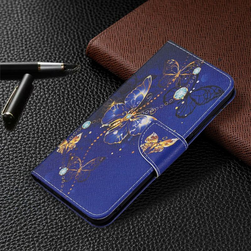 Capa Em Pele Para Xiaomi Redmi Note 10 5G Borboletas Incríveis