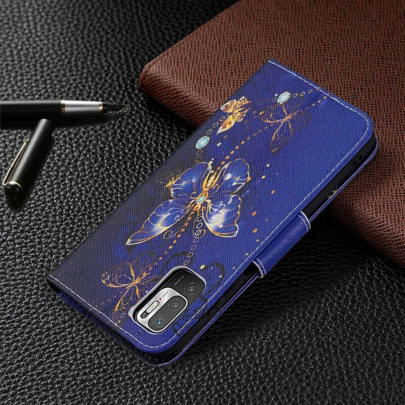 Capa Em Pele Para Xiaomi Redmi Note 10 5G Borboletas Incríveis