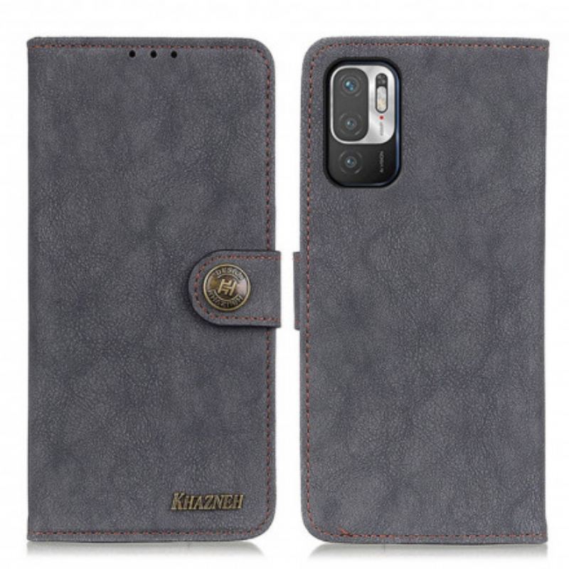 Capa Em Pele Para Xiaomi Redmi Note 10 5G Couro Dividido Retrô Khazneh