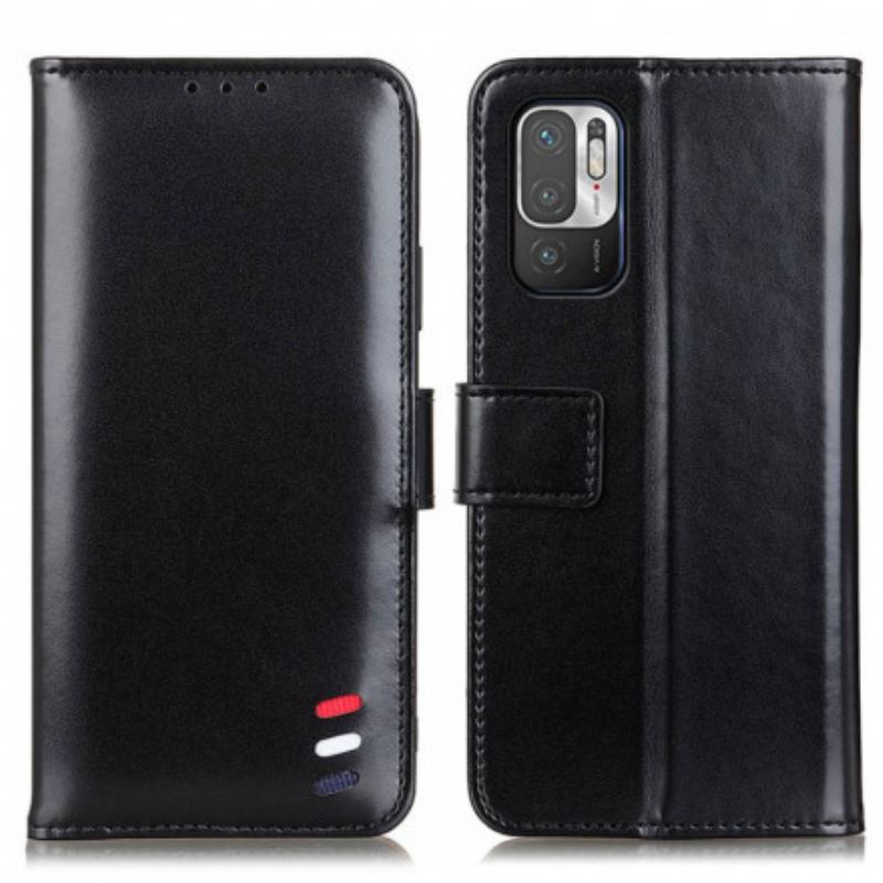 Capa Em Pele Para Xiaomi Redmi Note 10 5G Efeito Couro Tricolor