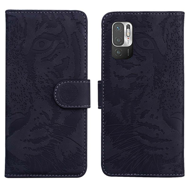 Capa Em Pele Para Xiaomi Redmi Note 10 5G Estampa Cara De Tigre