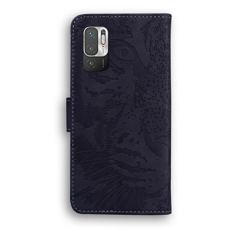 Capa Em Pele Para Xiaomi Redmi Note 10 5G Estampa Cara De Tigre