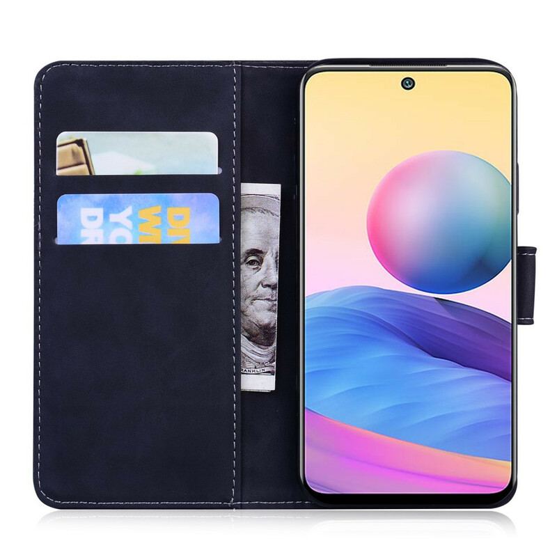 Capa Em Pele Para Xiaomi Redmi Note 10 5G Estampa Cara De Tigre