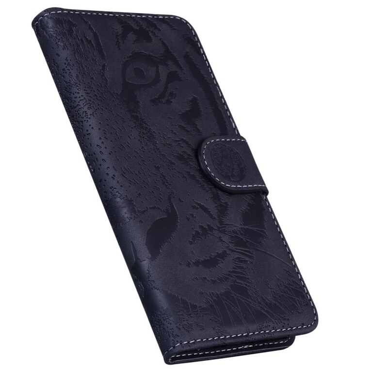 Capa Em Pele Para Xiaomi Redmi Note 10 5G Estampa Cara De Tigre