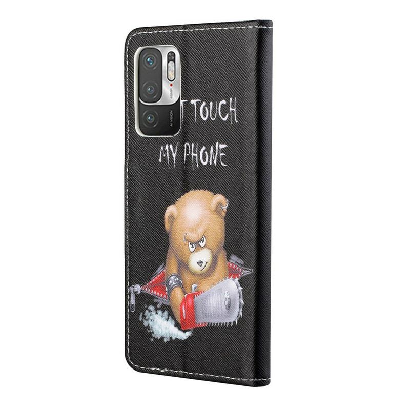 Capa Em Pele Para Xiaomi Redmi Note 10 5G Urso Perigoso