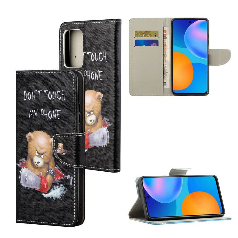 Capa Em Pele Para Xiaomi Redmi Note 10 5G Urso Perigoso