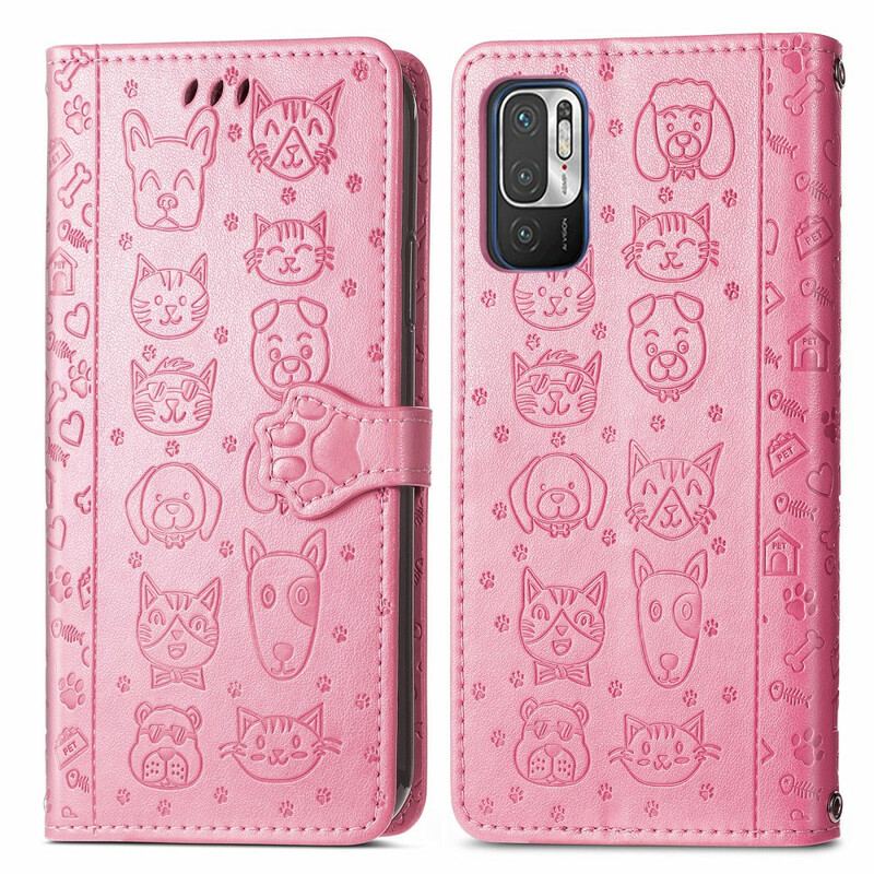 Capa Flip Para Xiaomi Redmi Note 10 5G Animais Animados