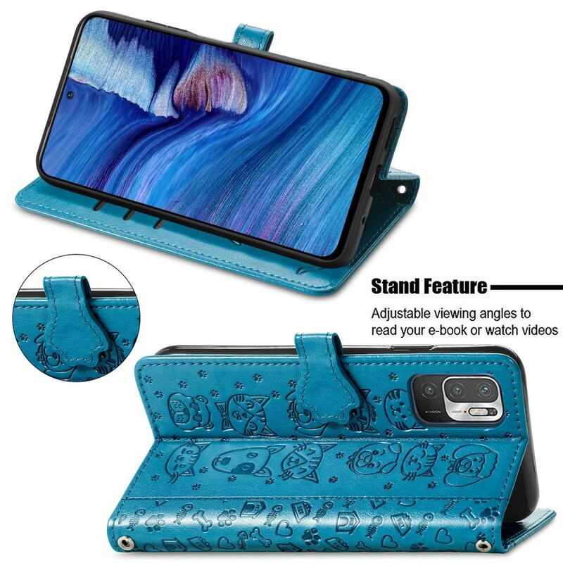 Capa Flip Para Xiaomi Redmi Note 10 5G Animais Animados