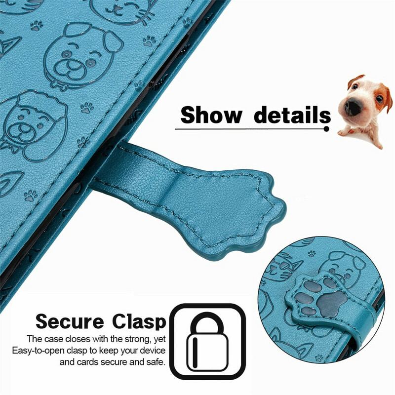 Capa Flip Para Xiaomi Redmi Note 10 5G Animais Animados